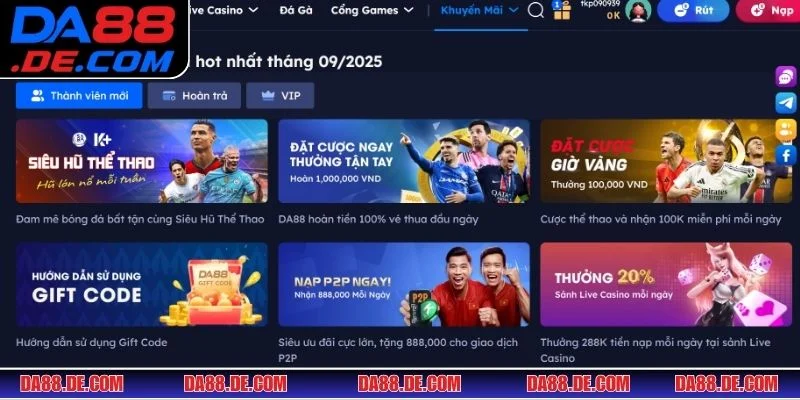 Tham gia khuyến mãi DA88 để nhận thưởng giá trị bất ngờ